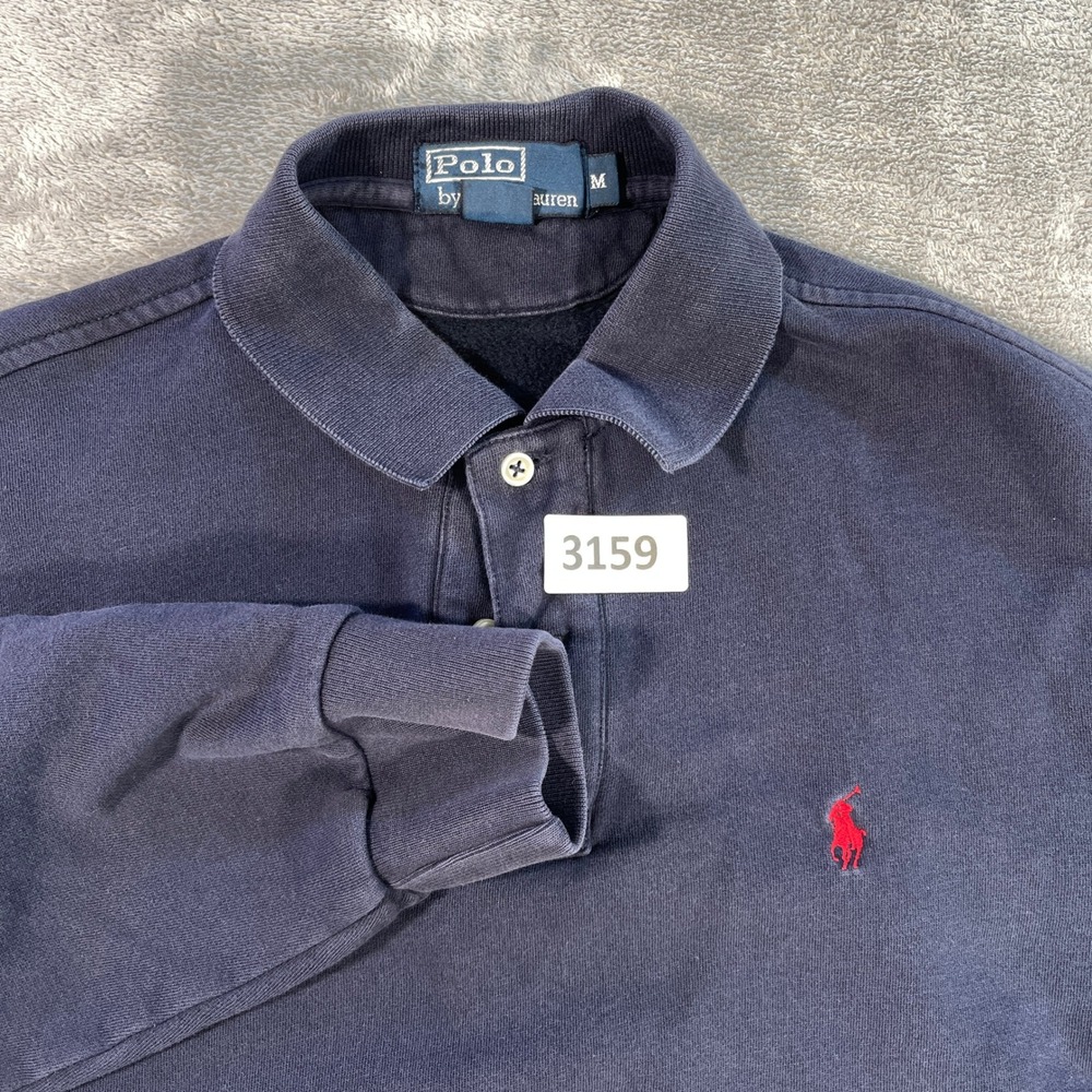 Polo Ralph Lauren Sweatshirt Men M Navy Blue‎ Long Sleeve Fleece Polo Pony Logo